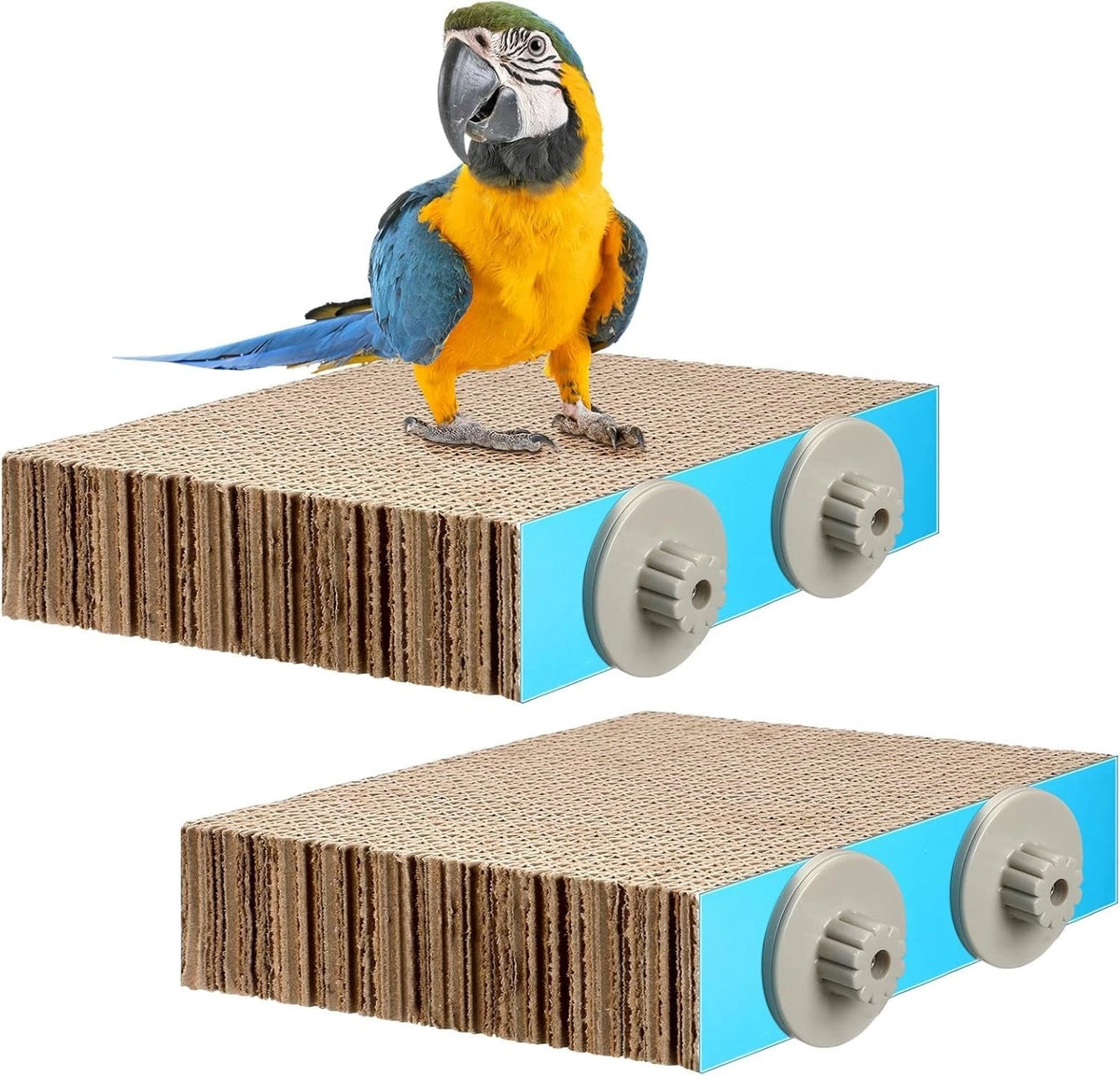 Skyygemm 2 Pieces Bird Chew Toy Parrot Cage Perch Cardboard Platform Bird Paw Gr