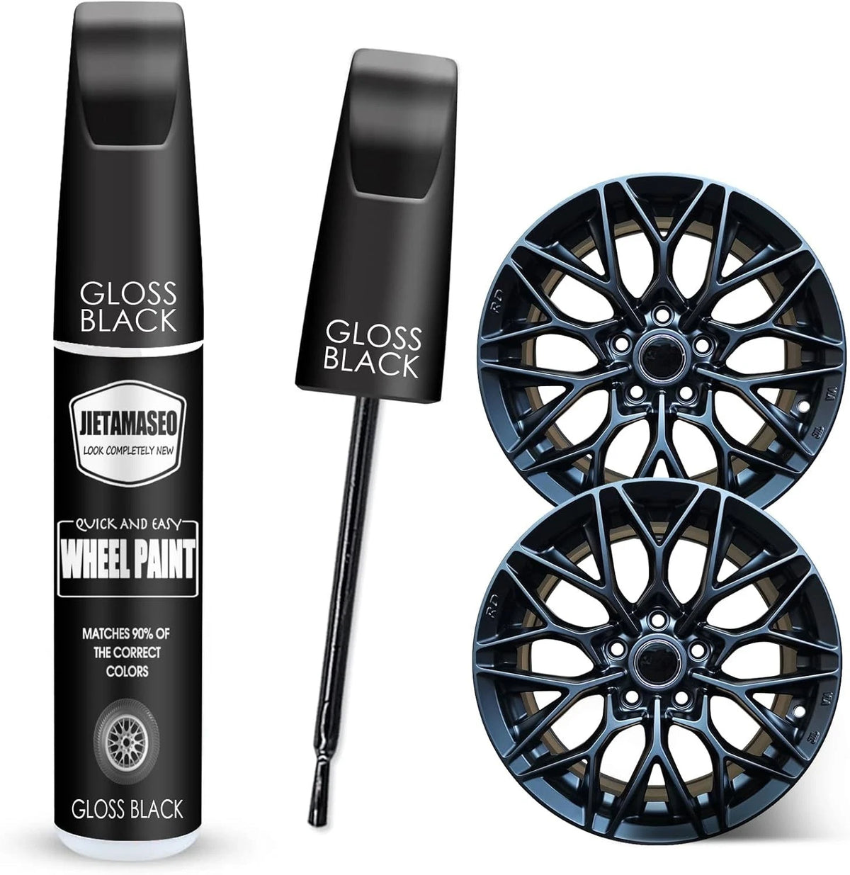 Matte Black Rim Touch Up Paint - Wheel Repair Kit Curb Rash, Quick And Easy Whee
