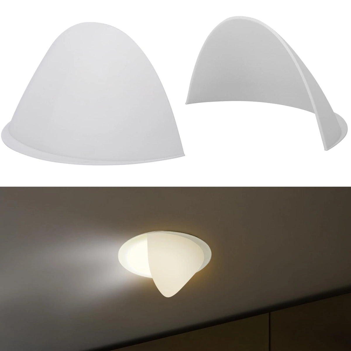 4-Pack Stick-On Half Shades for Recessed Ceiling Lights � Glare Blocker & Light