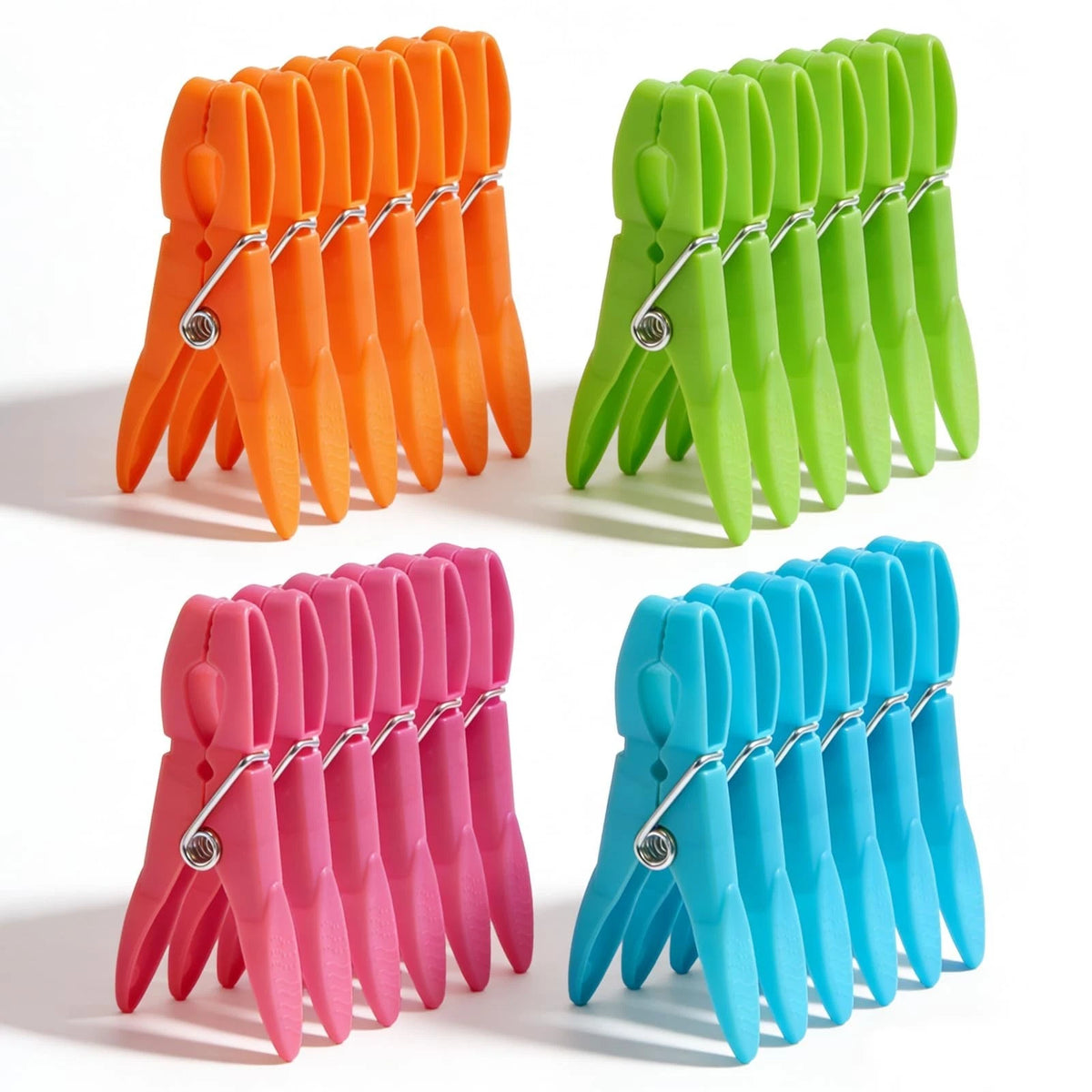 24 pack Heavy Duty Waterproof Plastic Clothes Pins Colorful Laundry Clips