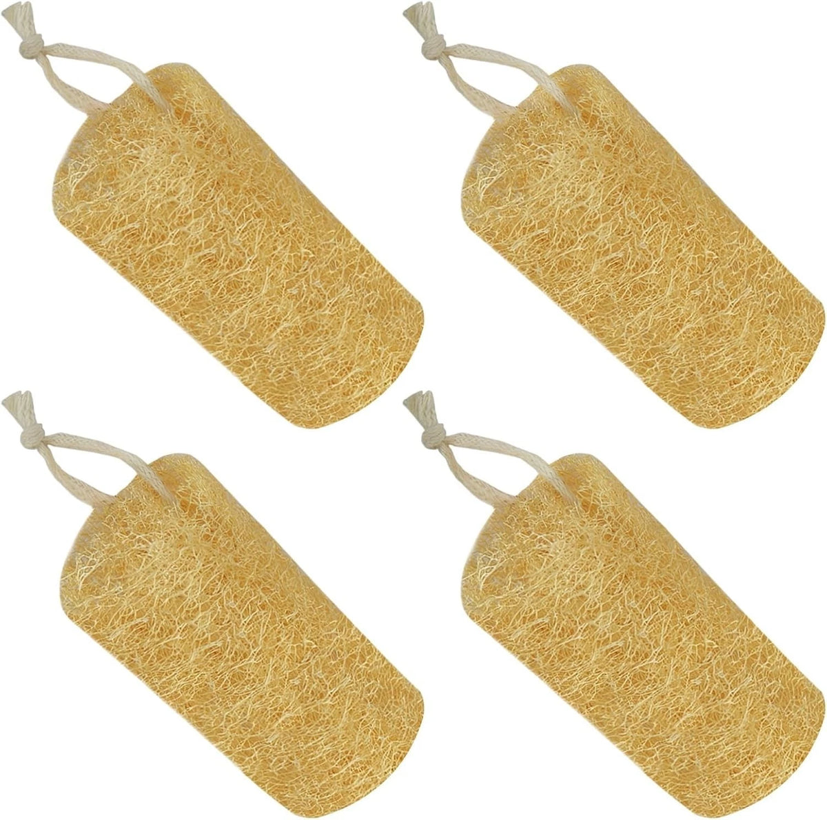Natural Loofah Sponge (4 Packs), 6?Natural Loofah Exfoliating Body Scrubber E