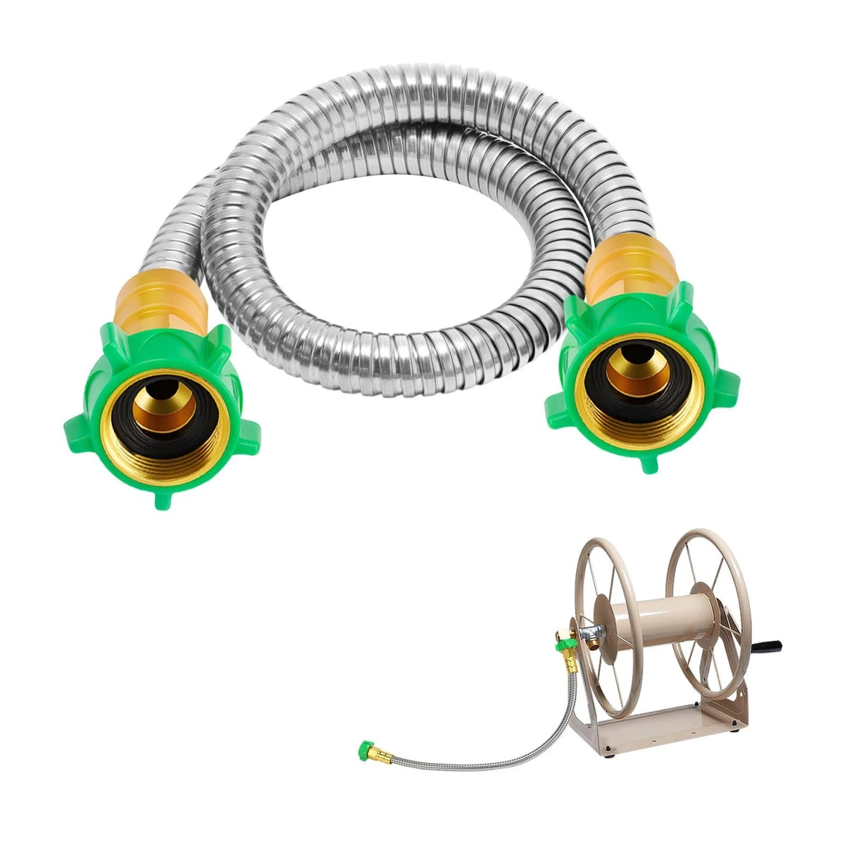 Short 2Ft Garden Hose with /'' Female to Female Connector - Metal Leakproof Lead