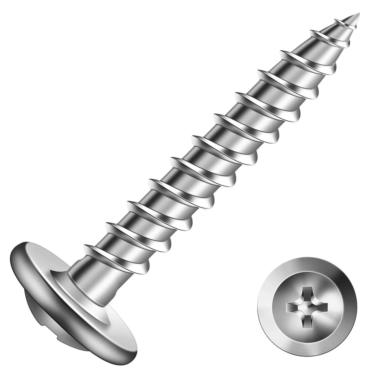 #8 x 1 Inch Wood Screw 100Pcs 410 Stainless x 1