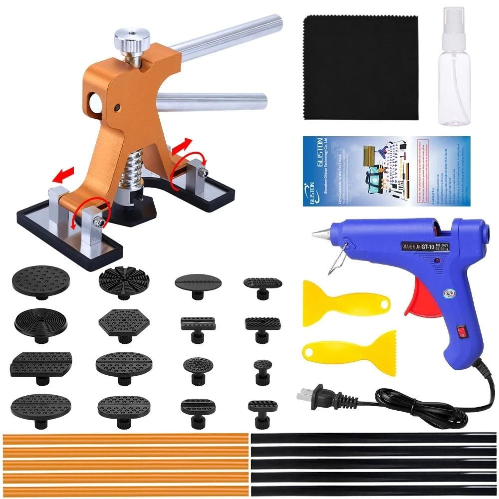 Adjustable Paintless Dent Repair Kit with Golden Lifter, 100W Glue Gun, Tabs ...