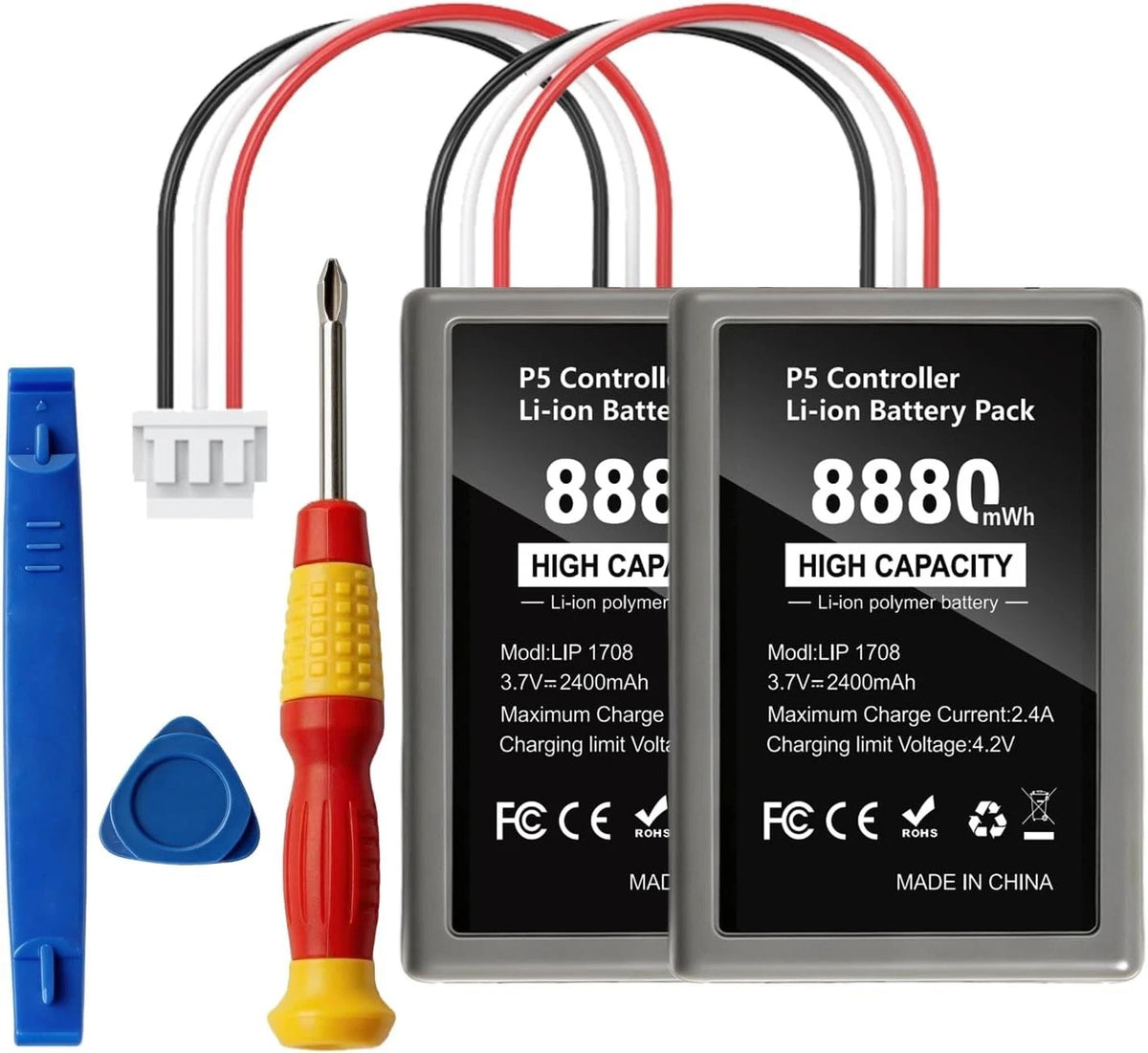 2-Pack 8880mWh PS5 Controller Battery Replacement High Capacity ?Compatible
