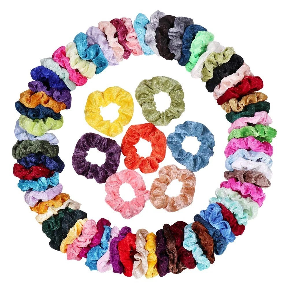 75 Hair Scrunchies Velvet Ponytail Holder Elastic Ties Rope Band for Women Girls