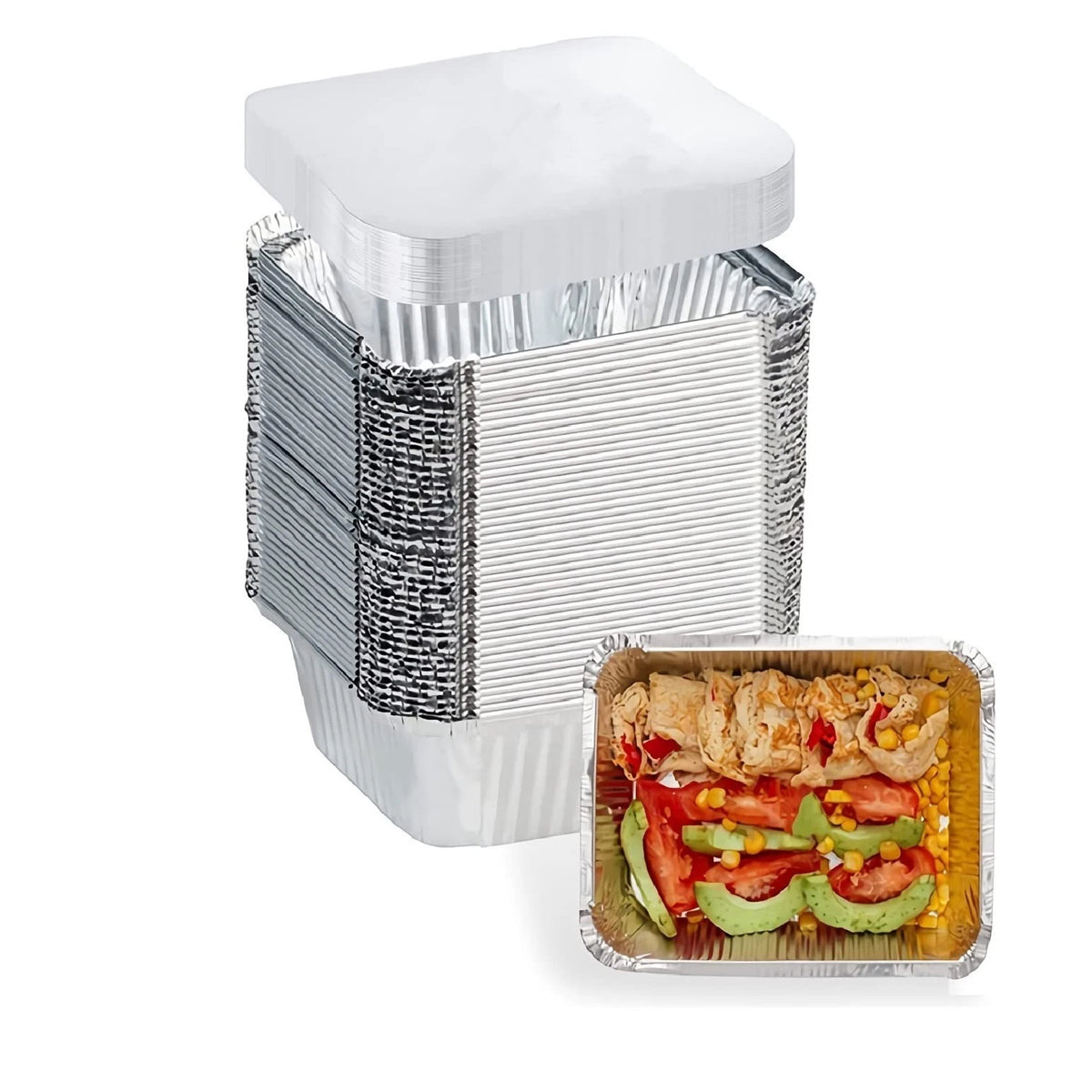 1 Lb Small Aluminum Pans with Lids(40 Pack - 5
