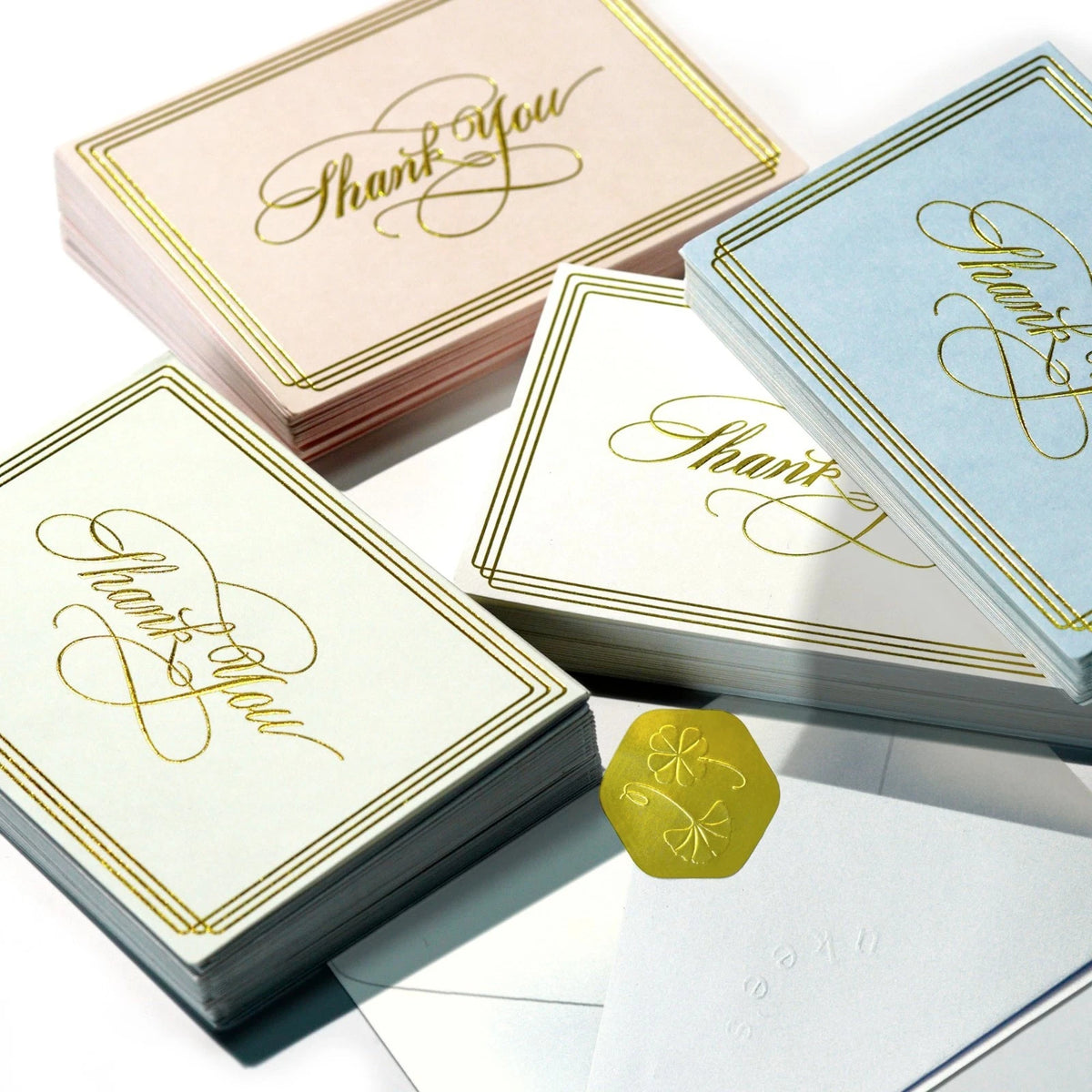 100 Pack Thank You Cards with Envelopes Gold Foil Embossed Blank Note Set 3.5x5