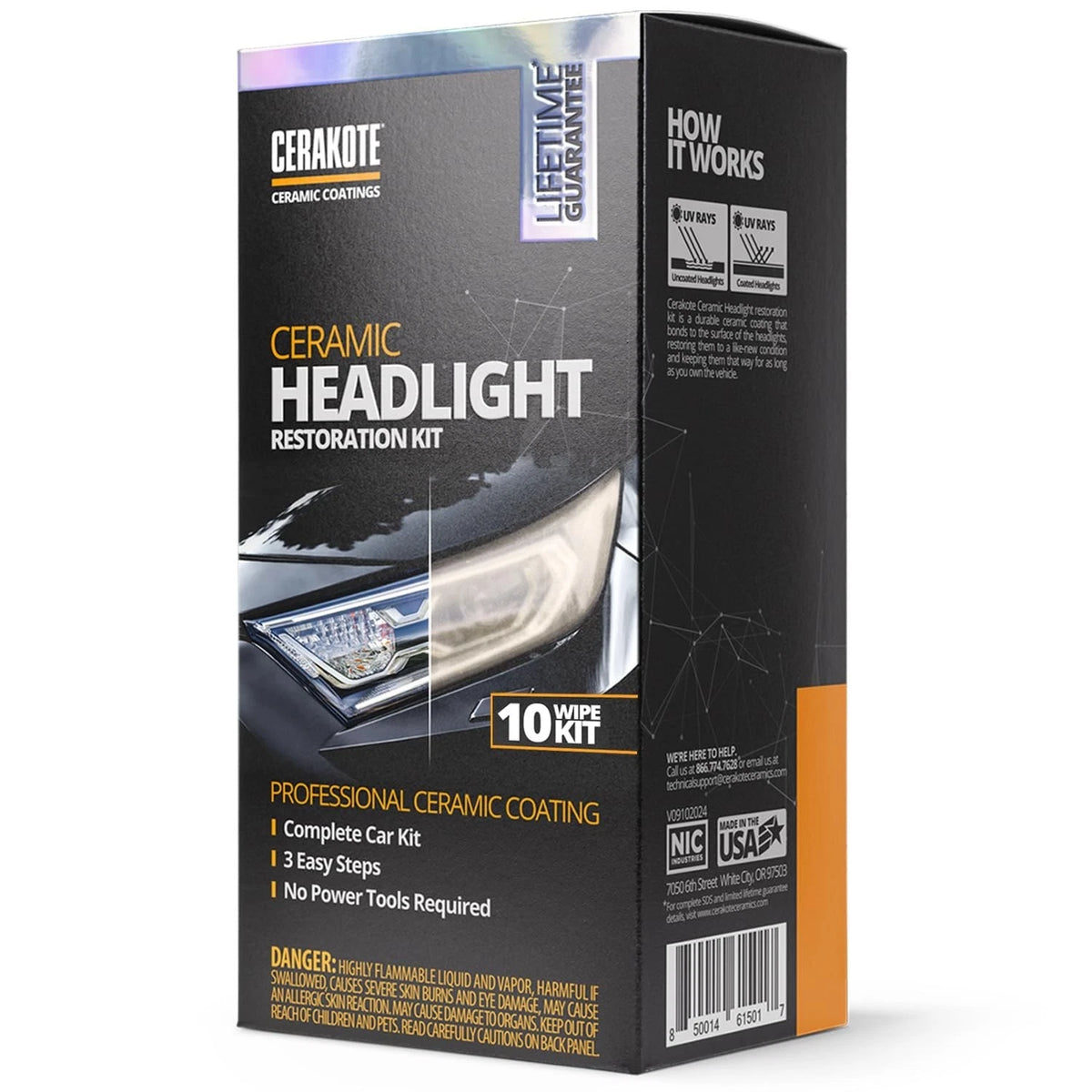 CERAKOTE Ceramic Headlight Restoration Kit 10 Wipe No Tools Required