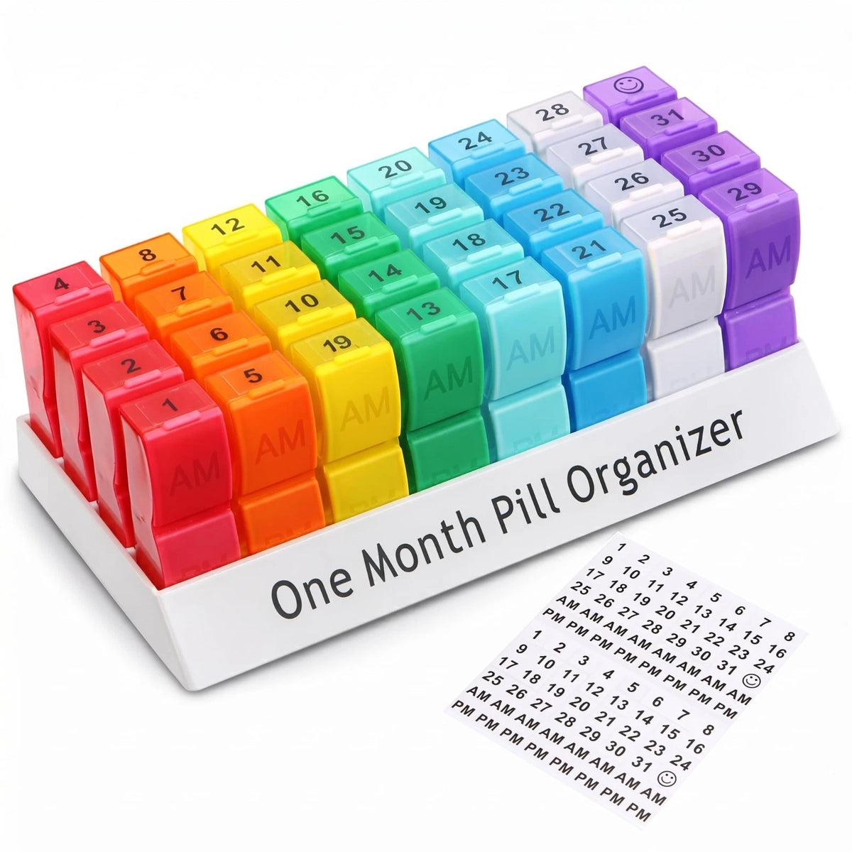 Monthly Pill Organizer 2 Times A Day, One Month Pill Box Am Pm, 30 Day
