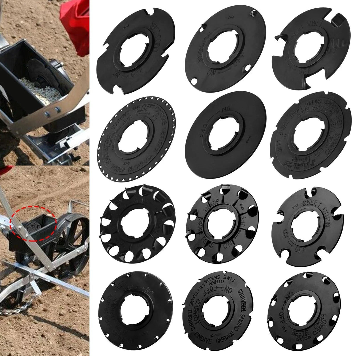 EarthWay 60009 60010 Seed Plate Set 12 Pack for 10001 1001-B Garden Seeder Veget