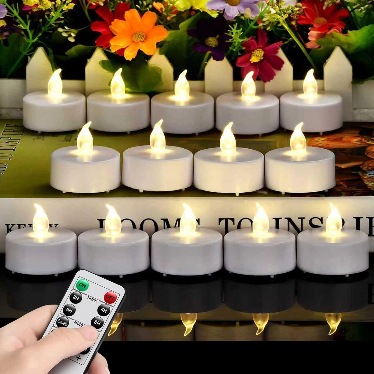 Tea Light Candles with Remote Control,Flickering Flameless LED Candle,Long Lasti