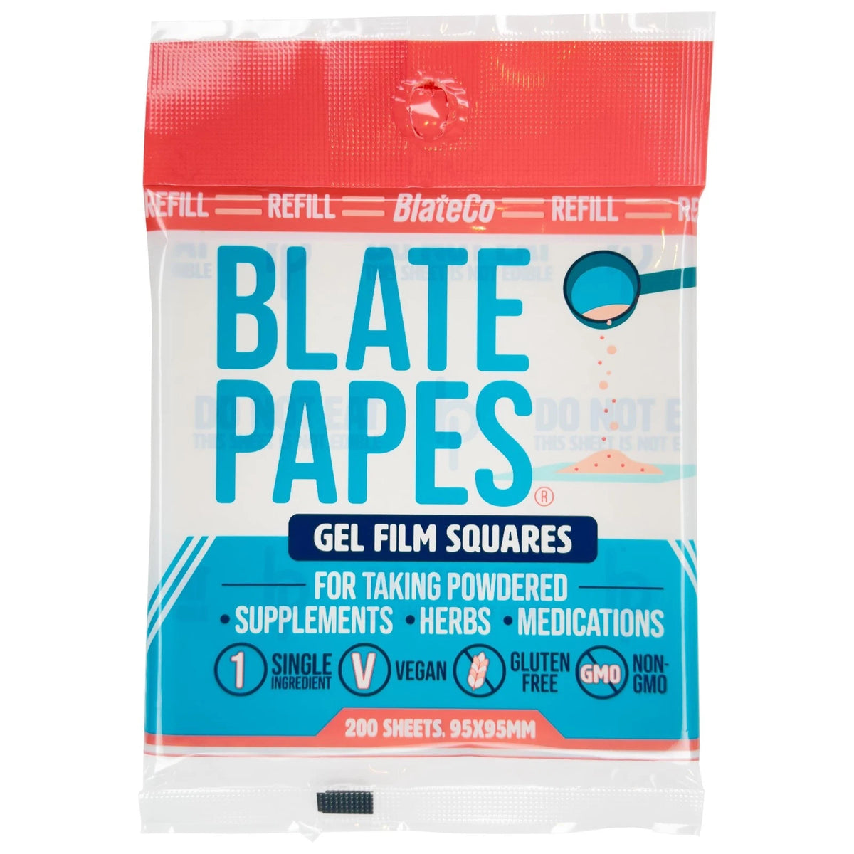 Blate Papes Edible Film Squares, 200 Count [Refill 200 (Pack of 1)
