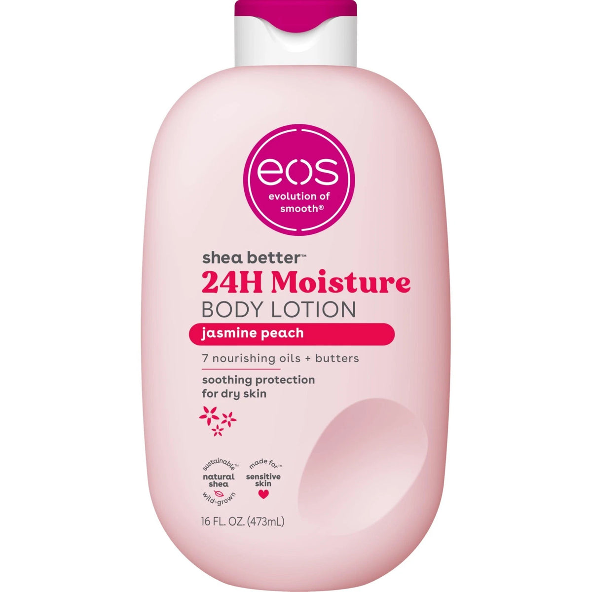 eos Shea Body Lotion Jasmine Peach 16oz 24Hr Moisture Vegan Non-Greasy Skincare