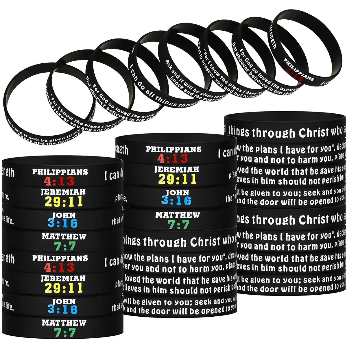 32 Pcs Bible Verse Bracelets Christian Scripture Bracelets Bulk Rubber Religious