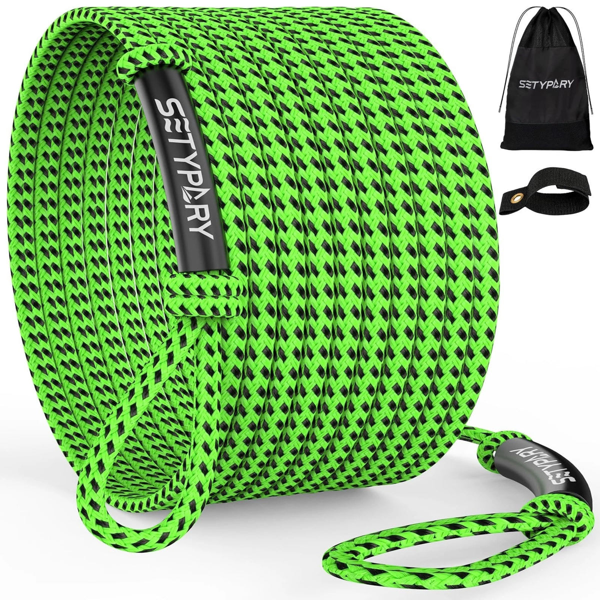 4K 60FT Boat Tow Rope for Tubing, Fits 1-4 Person Towable Green Black