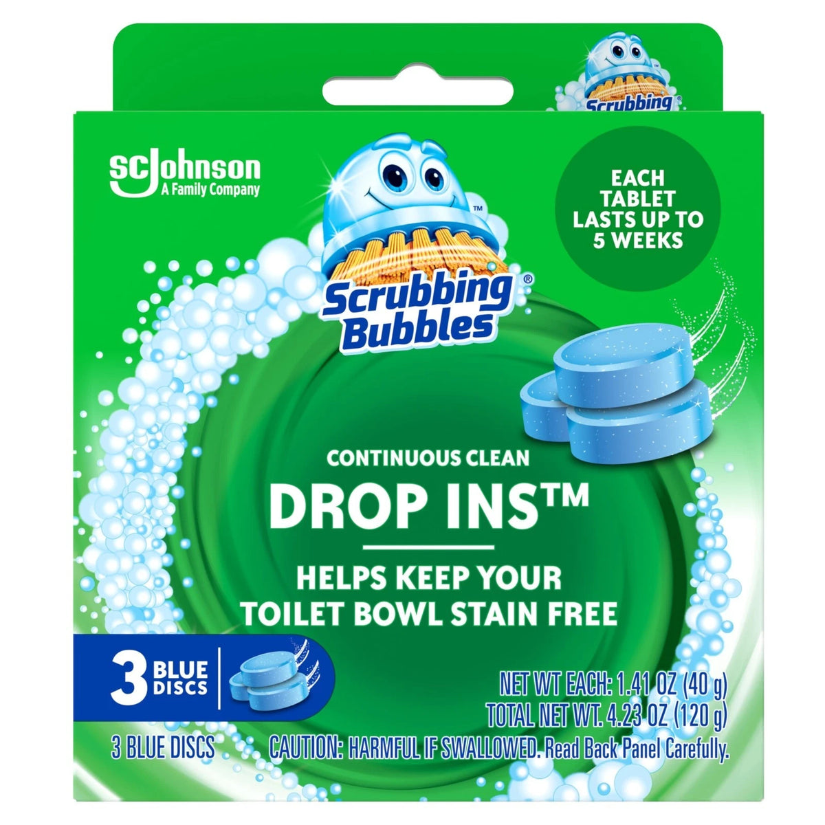 Scrubbing Bubbles Continuous Clean Toilet Drop-Ins, Automatic Blue Toilet Bowl C
