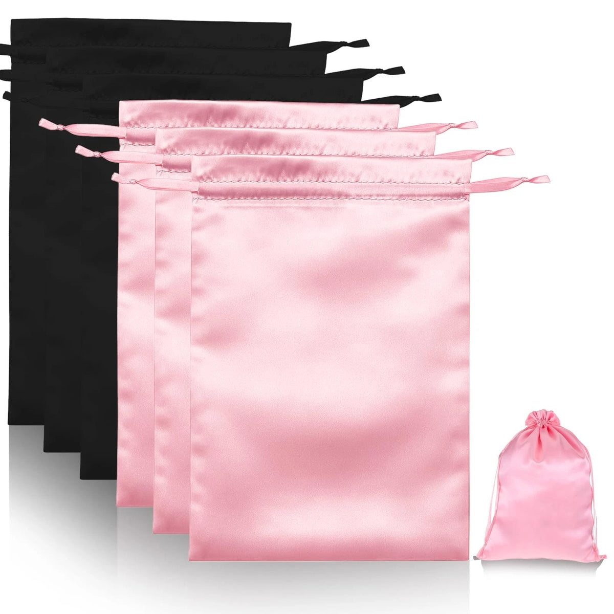 6Pcs Wig Bags with Satin Drawstring Hair Storage Bags for Packaging Wigs Extensi