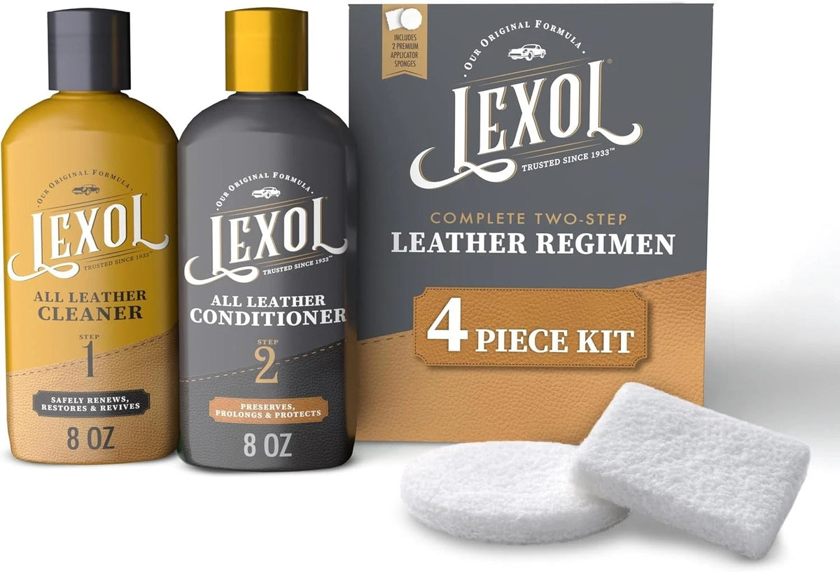 Leather Cleaner and Conditioner Kit by Lexol for Furniture Car Interiors Shoes