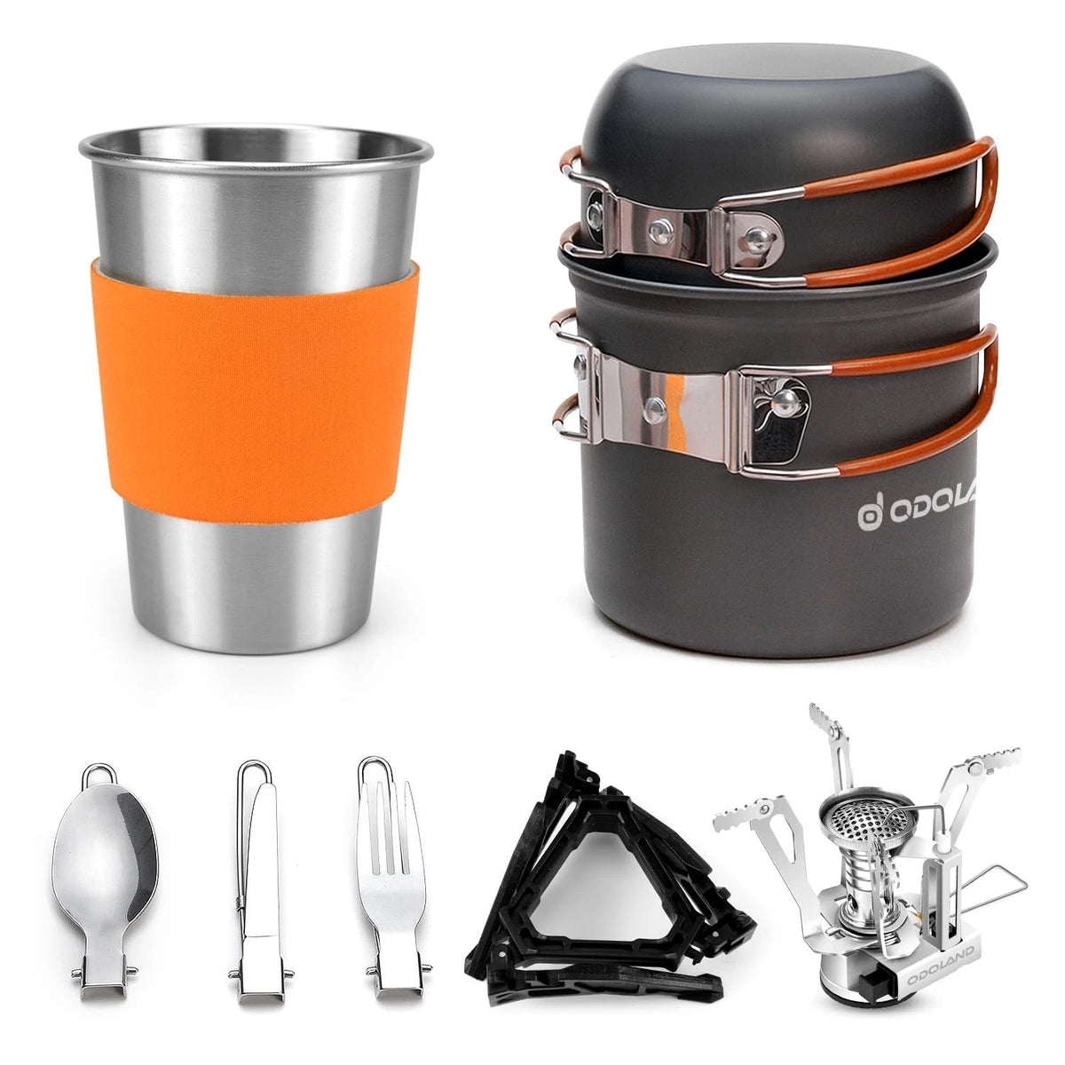 Complete Backpacking Cooking Kit: Mini Stove, Pots, Utensils & Storage Bags