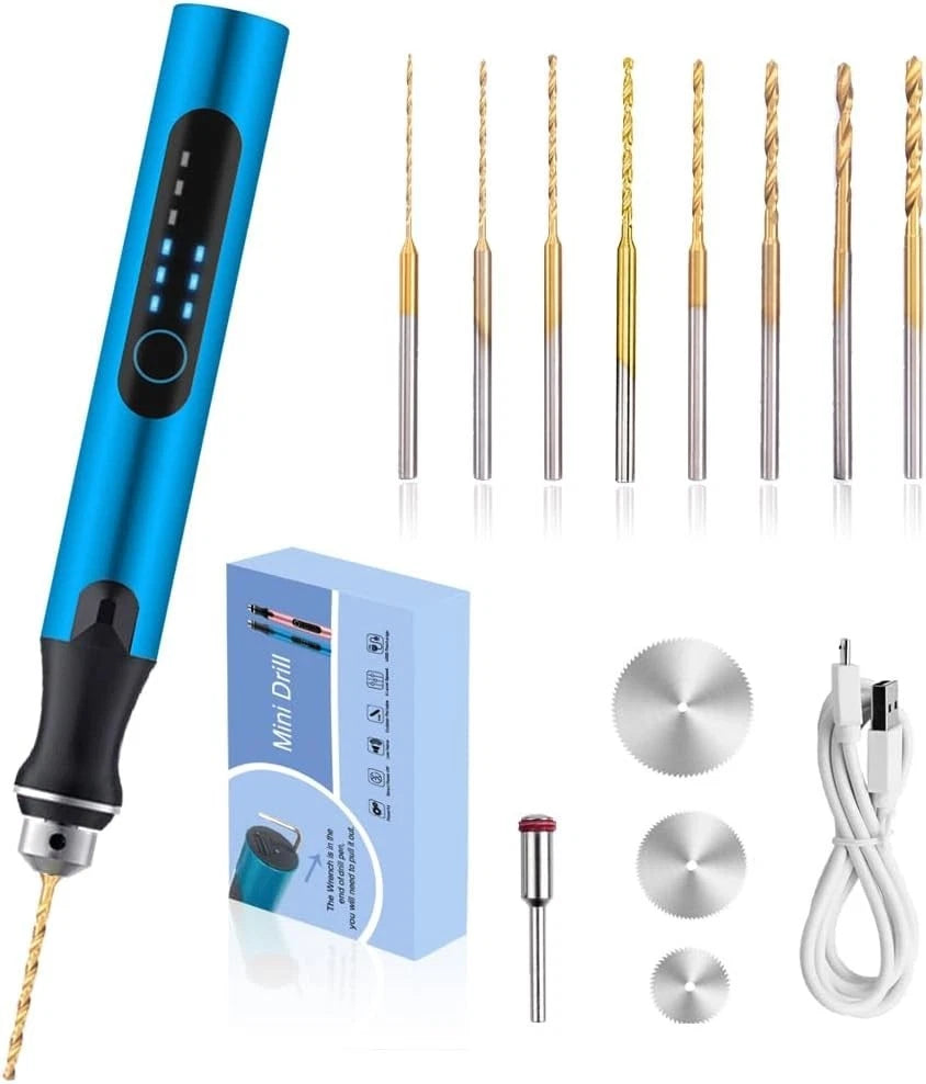 3-Speed Cordless Mini Drill Pen with 8 Small Drill Bits,Rechargeable Electric Ha