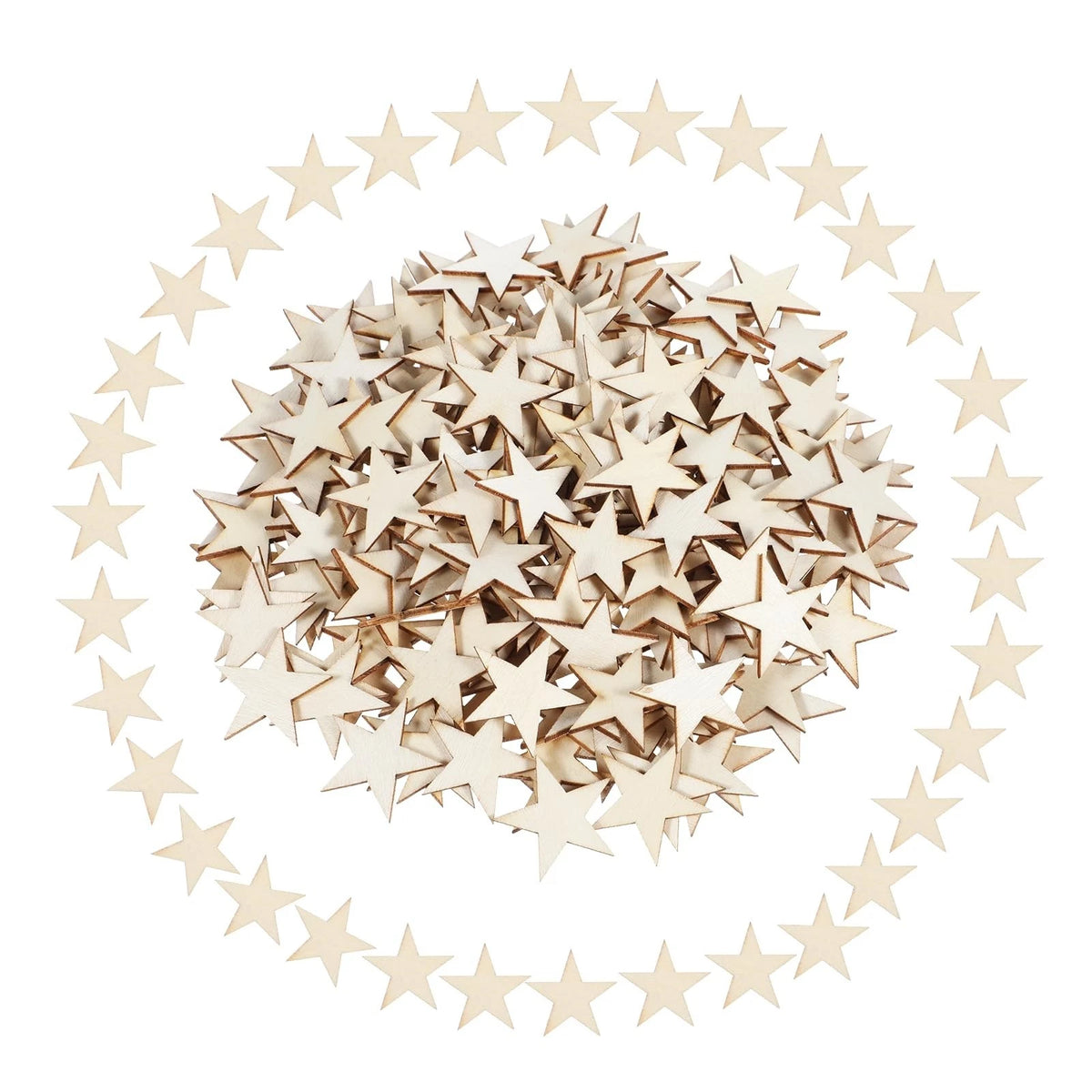 200 PCS Wood Stars for Crafts,1 Inch Wooden Stars Unfinished Wood Star Cutouts W