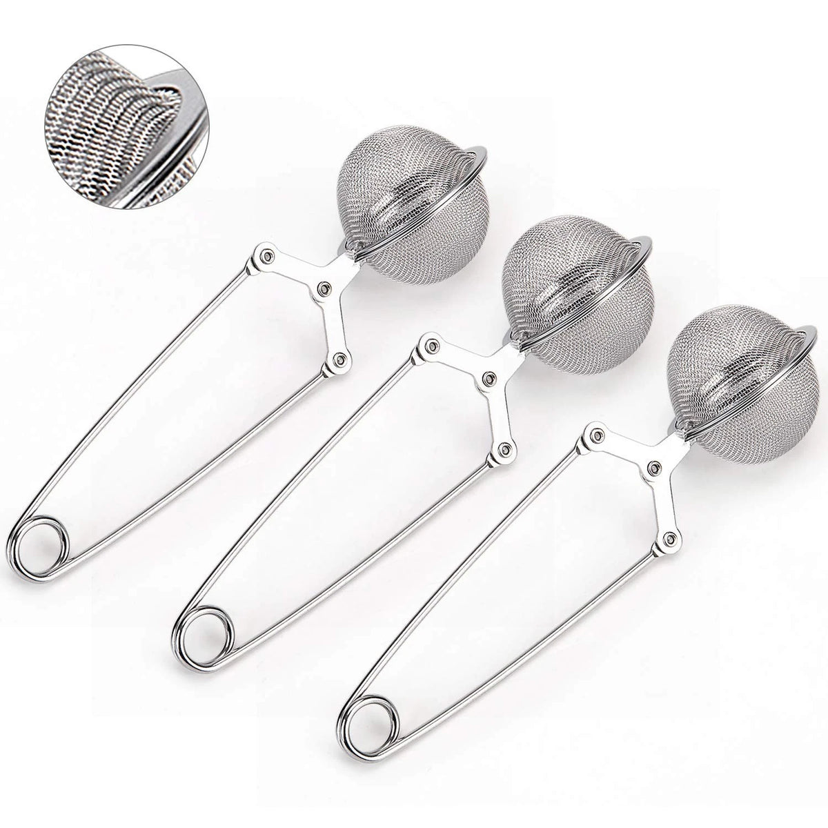 Snap Ball Tea Strainer, JEXCULL 3 Pack Premium Stainless Steel Tea Strainer w...