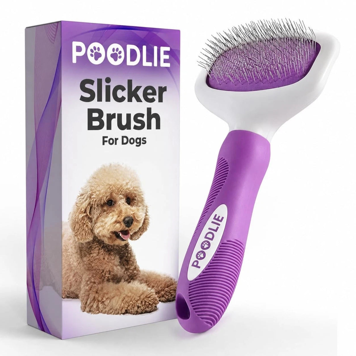 Poodle Pet Slicker Brush - For Dogs, Cats, Rabbits - Matted/Loose Fur, Knots ...