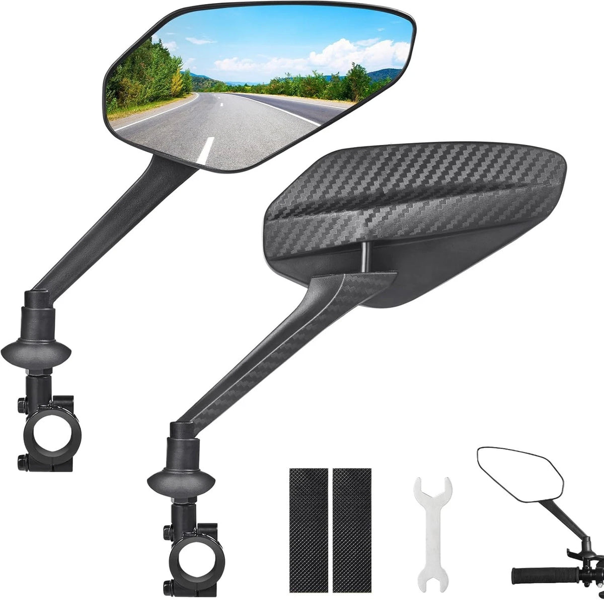 Zacro 2 Pack Bike Mirror, 2025 Upgraded Bike Mirror Handlebar Mount, 360?djusta
