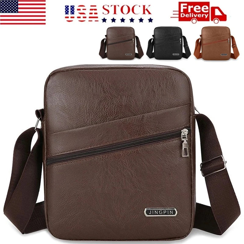 Men’s Leather Crossbody Bag Shoulder Sling Travel Casual Messenger Chest Pack US