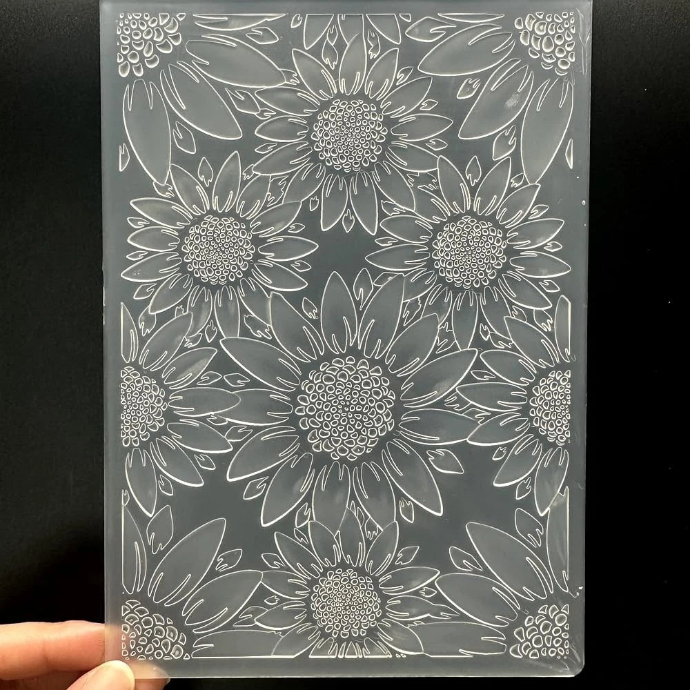 3D Plastic Embossing Folder Template Stereoscopic Sunflower Texture 5x7 Inch ...