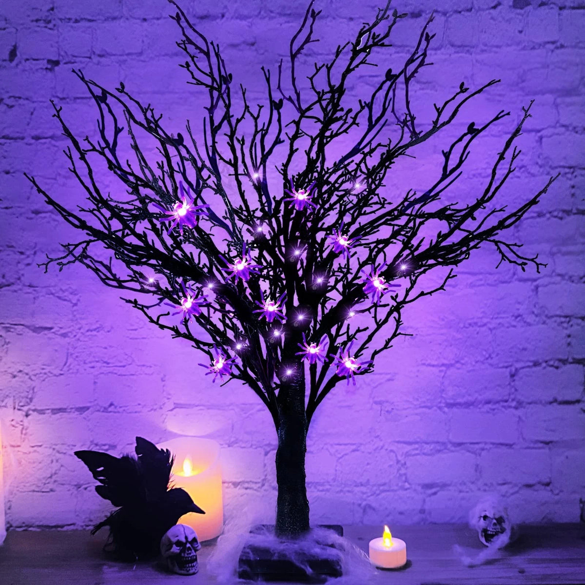 Timer 2FT Halloween Black Tree Decorations Indoor 2ft,