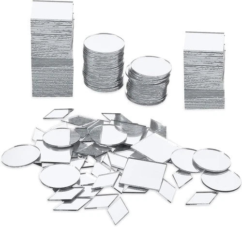 Prasacco 120 Pcs Small Mirrors for Crafts, 3 Shapes Mirror Pieces for Crafts, Sq