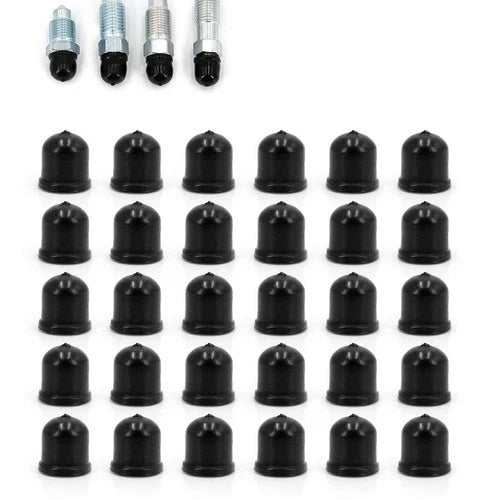 30 Pcs Universal Brake Bleeder Screw Caps Grease Dust Cover Brake Bleed Nipple