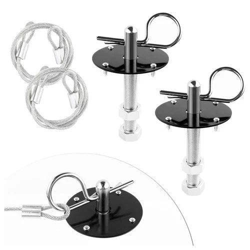 Hood Pins Kit For Car Stainless Steel Hood Pin Lock Clip With Racing Lanyard For