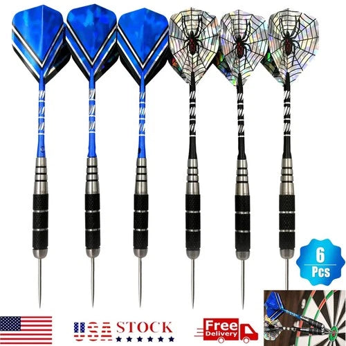 2 Sets Steel Tip Darts Barrel Aluminum Shafts Professional Dart Set - 6Pcs Total