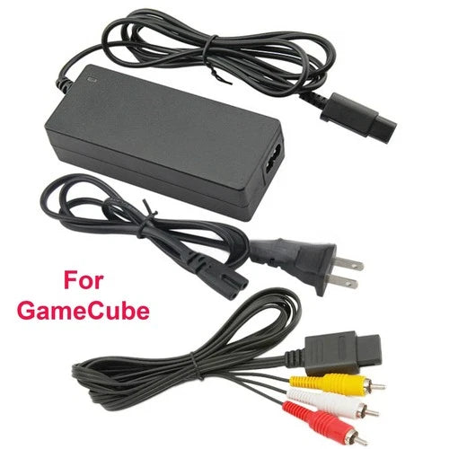 AC Adapter Power Supply & AV Cable Cord For Nintendo GameCube GC Charger Video