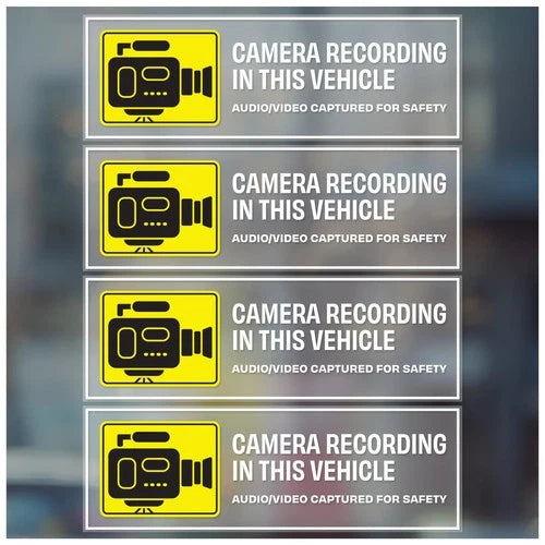 in Car Camera Recording Sticker 4pcs | Camera Recording in This Vehicle Decals f