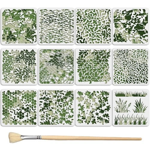 12PCS Camo Stencils for Spray Paint 12 x 12 Inch Camouflage Pattern Stencils wit