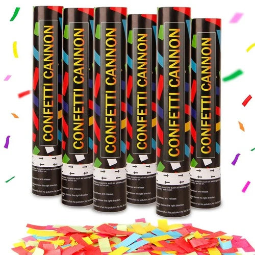 6 Pack 12 Inch Confetti Cannon Multicolor Confetti Popper Party Shooter for W...