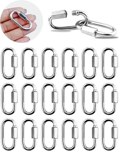 20 Pack Alloy M3.5 Chain Link 1/8 Inch D Shape Locking Quick Chain Repair Links