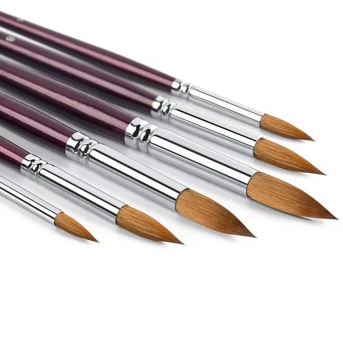 Kolinsky Sable Watercolor Art Painting Brush Round Red 6 Brushes Professional