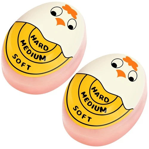 Egg Timer Yellow 2pcs for Hard Boiled Eggs Soft Boiled Color Changing Indicator