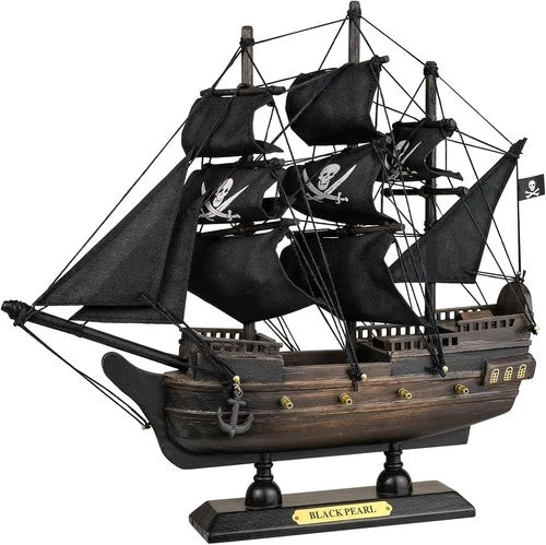 Wooden Pirate Ship Model Black Pearl Sailing Ship Decor 10