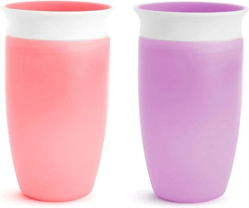 BPA-Free Toddler Sippy Cups, 360?Spill Proof Design - 10oz, 2 Pack, Pink/Purple