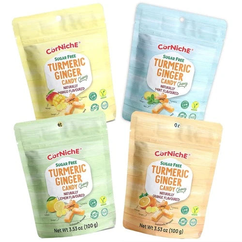 Sugar Free, Turmeric Ginger Candy Chewy, 4 Flavor Mix