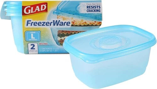 Gladware Freezer ware Food Storage Containers, Large, 64 Ounces, 2 Count Set