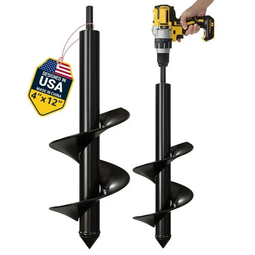 Auger Drill Bit for Planting 4 X 12 Inch Set – Garden Spiral Hole and Bulb Plant