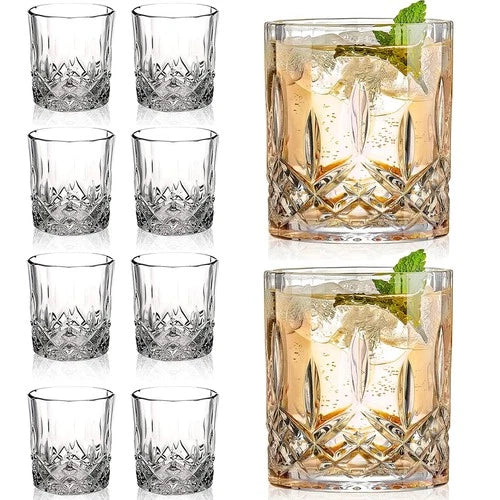 Crystal Whiskey Glasses Set of 8(Buy 6, Get 2 Free), 11 OZ Old Fashioned Whiskey