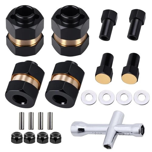 4 Pieces Brass Extended Wheel Hubs 7 Mm Hex Spacers for Axial SCX24 1/24 RC Craw